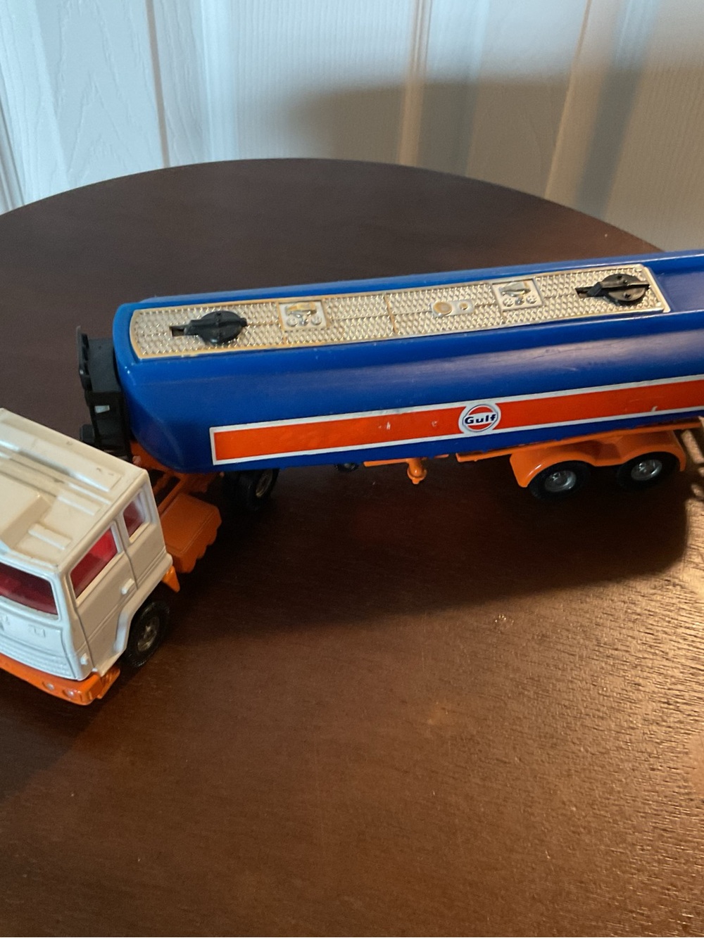 Gulf Branded Blue and Orange Toy Tanker Truck for Kids - Picture 2 of 12